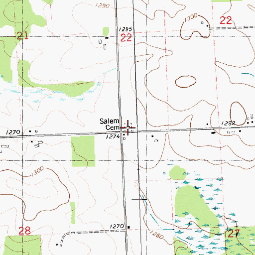 Topographic Map of Salem Cemetery, WI