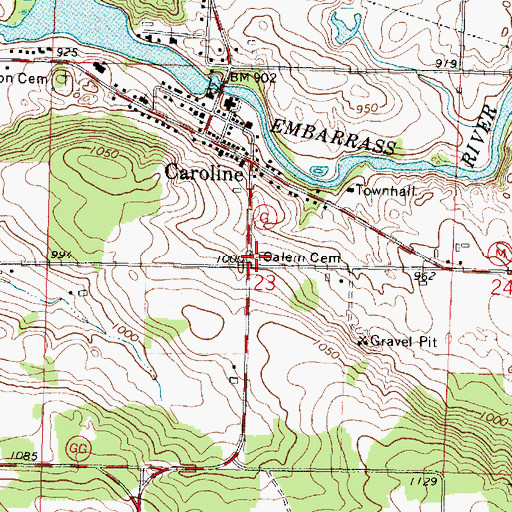 Topographic Map of Salem Cemetery, WI