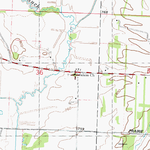 Topographic Map of Salem Church, WI