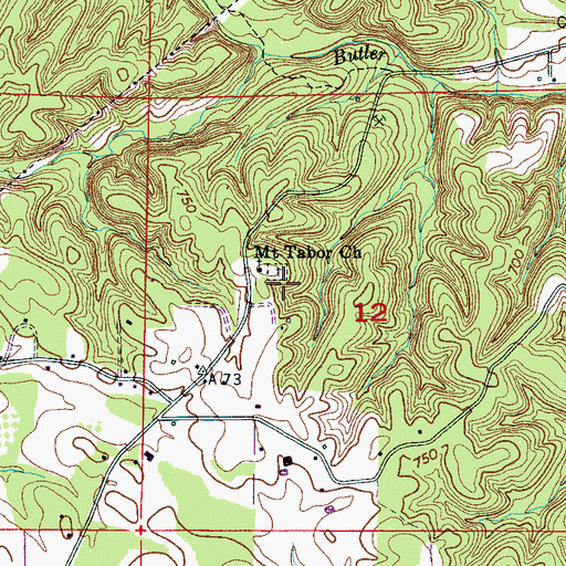 Topographic Map of Mount Tabor School (historical), AL