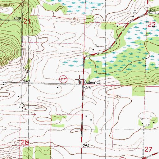 Topographic Map of Salem Church, WI