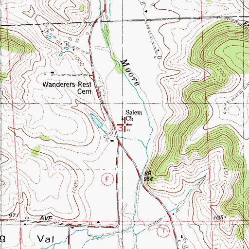 Topographic Map of Salem Church, WI