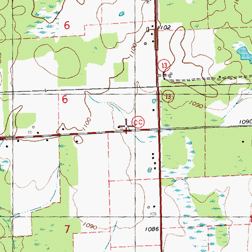Topographic Map of Salem Church, WI