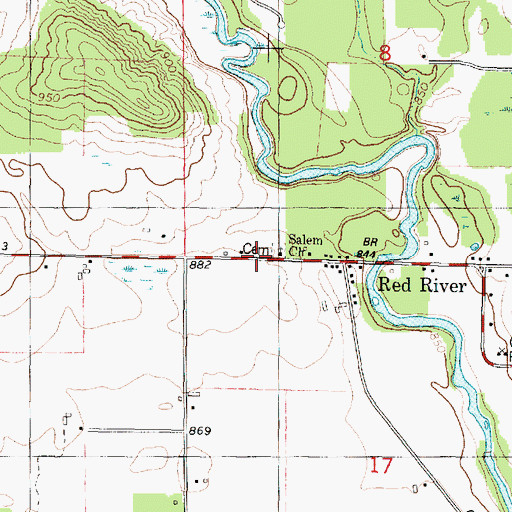 Topographic Map of Salem Methodist Church, WI