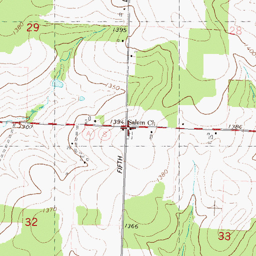 Topographic Map of Salem Church, WI
