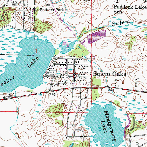 Topographic Map of Salem Oaks, WI