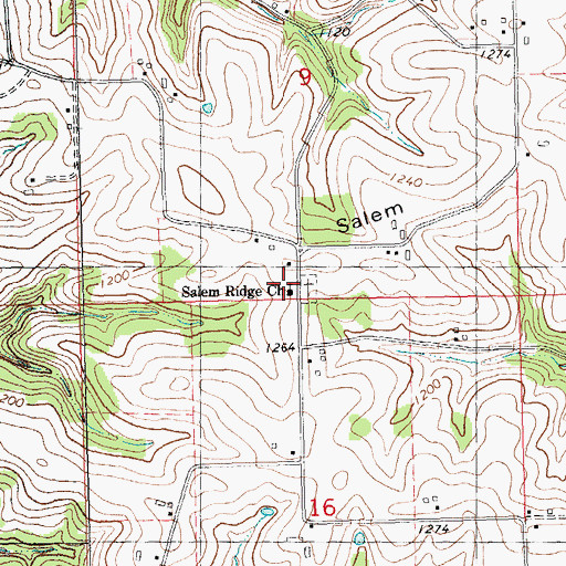 Topographic Map of Salem Ridge Church, WI