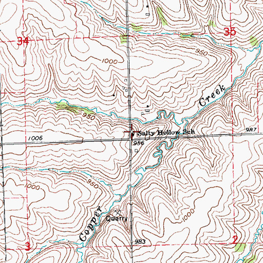 Topographic Map of Salty Hollow School, WI