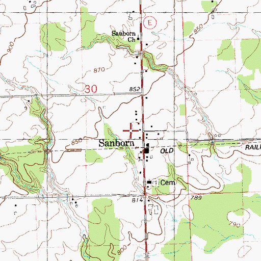 Topographic Map of Sanborn, WI
