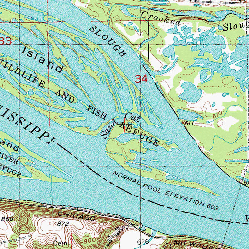 Topographic Map of Sand Cut, WI