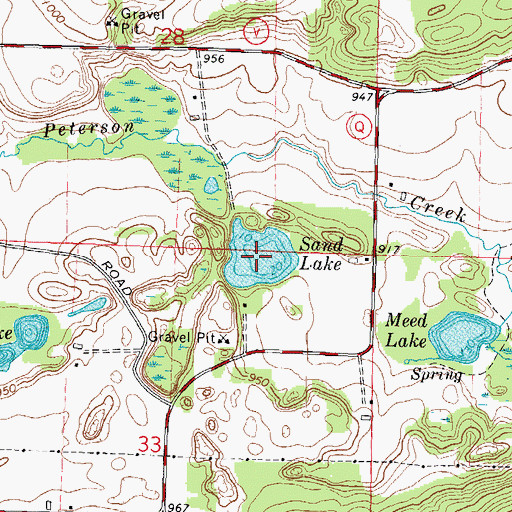 Topographic Map of Sand Lake, WI