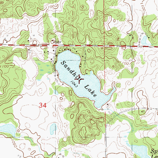 Topographic Map of Sandhill Lake, WI