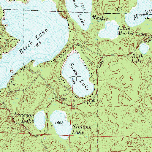 Topographic Map of Sand Lake, WI