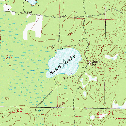 Topographic Map of Sand Lake, WI