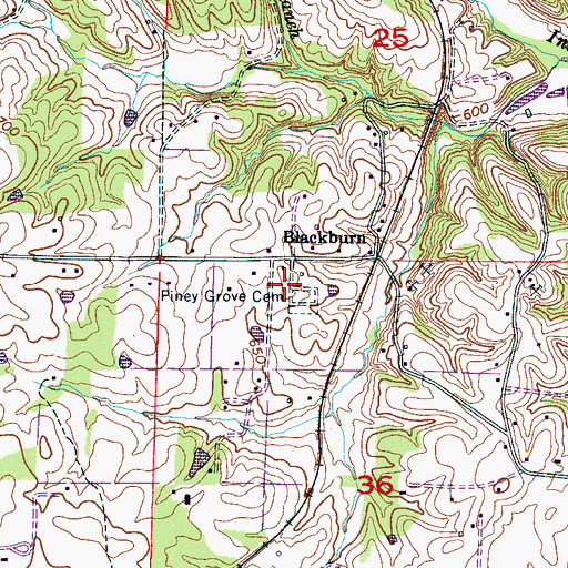 Topographic Map of Piney Grove Church of Christ (historical), AL