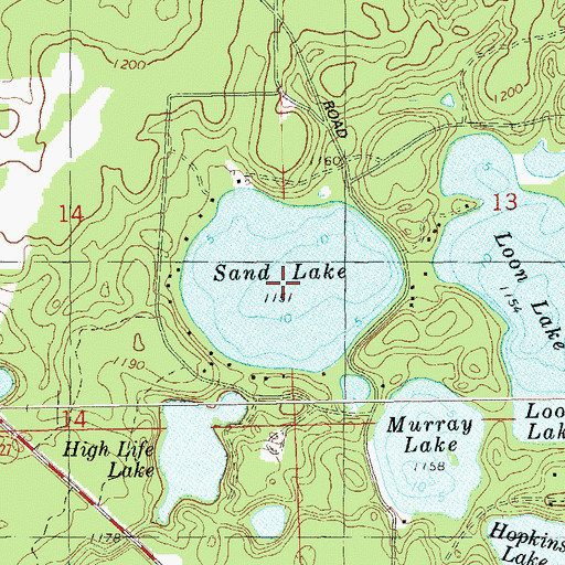 Topographic Map of Sand Lake, WI