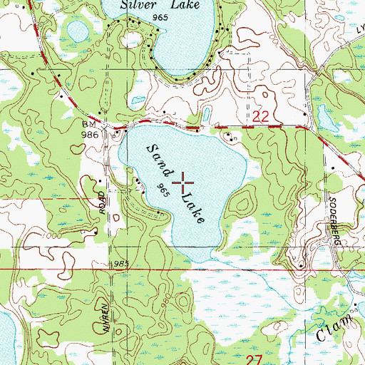 Topographic Map of Sand Lake, WI