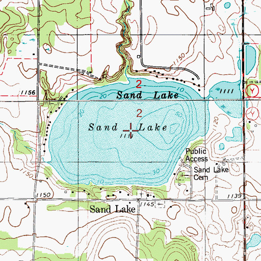 Topographic Map of Sand Lake, WI