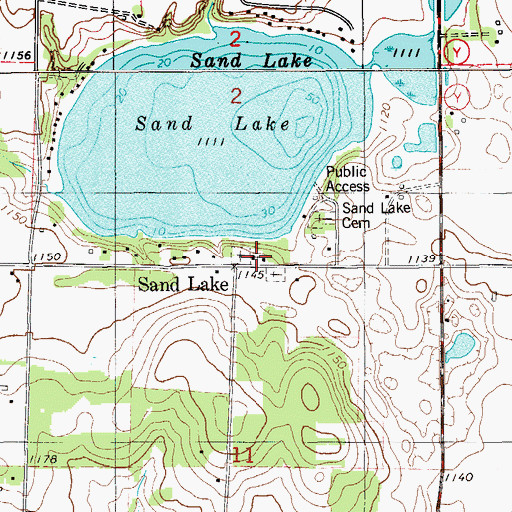 Topographic Map of Sand Lake, WI