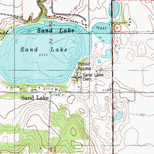 Topographic Map of Sand Lake Cemetery, WI