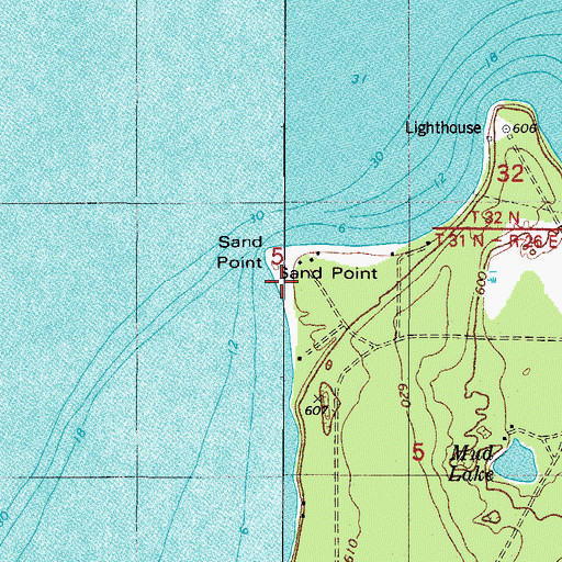 Topographic Map of Sand Point, WI