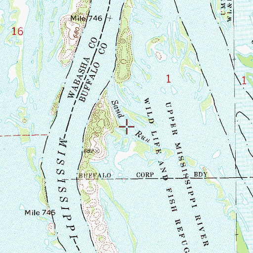 Topographic Map of Sand Run, WI