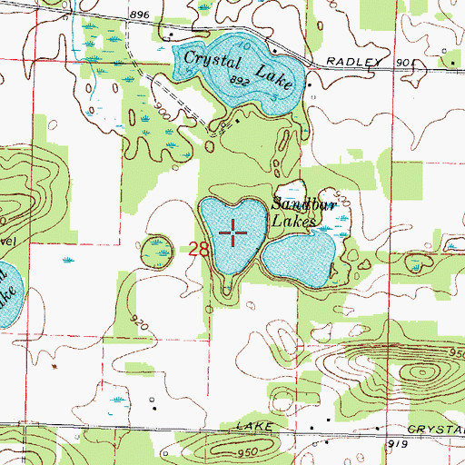 Topographic Map of Sandbar Lakes, WI