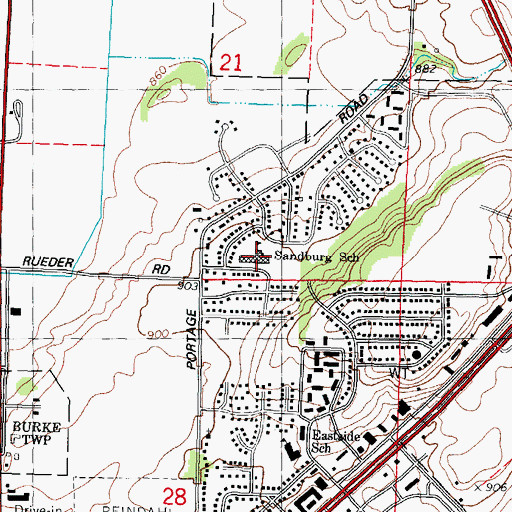 Topographic Map of Sandburg Elementary School, WI