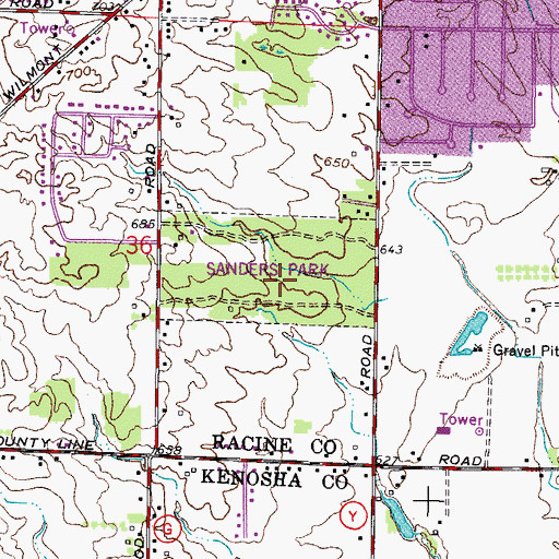 Topographic Map of Sanders Park, WI