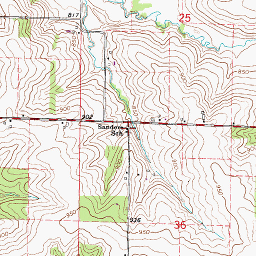 Topographic Map of Sanders School, WI
