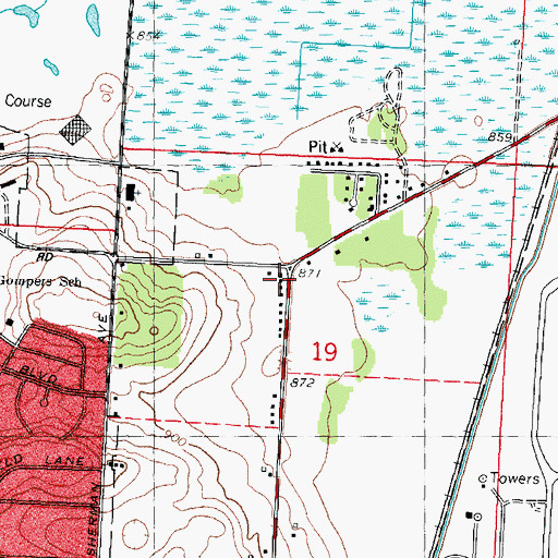 Topographic Map of Sanderson School, WI