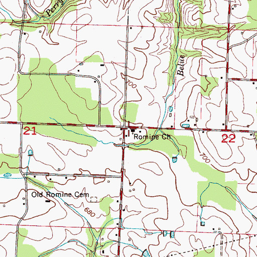 Topographic Map of Romine, AL