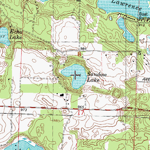 Topographic Map of Sandow Lake, WI