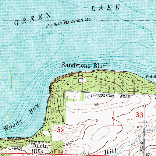 Topographic Map of Sandstone Bluff, WI