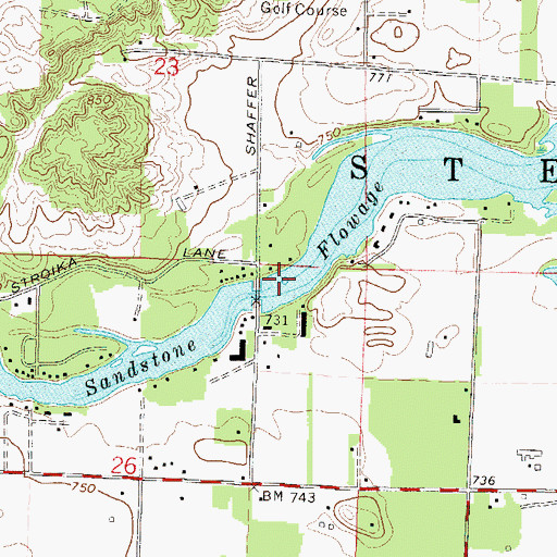 Topographic Map of Sandstone Flowage, WI