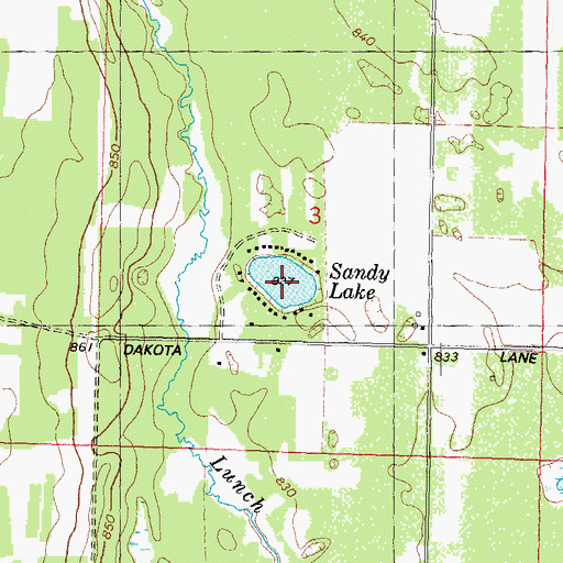 Topographic Map of Sandy Lake, WI