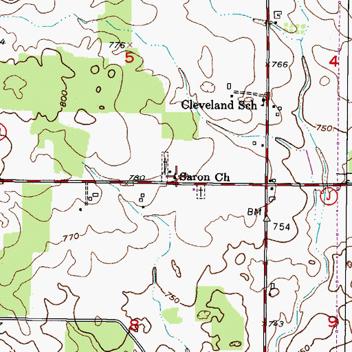 Topographic Map of Saron Church, WI
