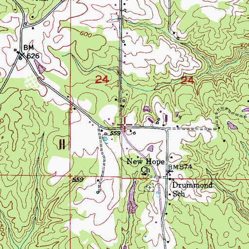 Topographic Map of Drummond, AL