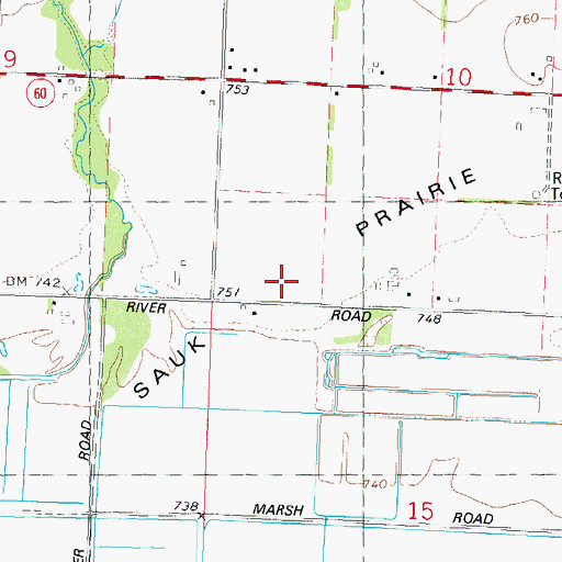 Topographic Map of Sauk Prairie, WI