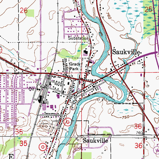 Topographic Map of Saukville, WI