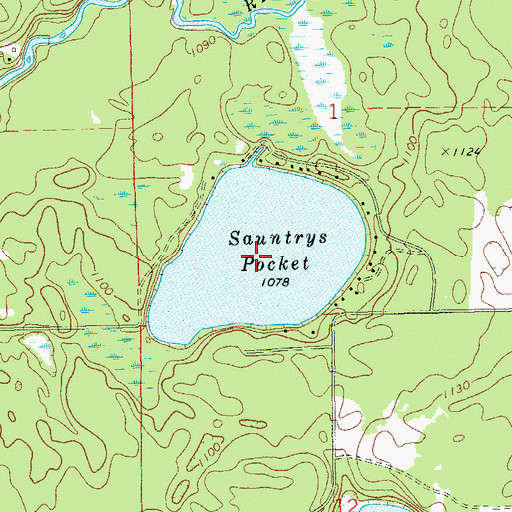 Topographic Map of Sauntrys Pocket Lake, WI