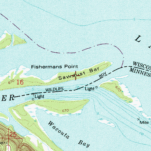 Topographic Map of Sawdust Bar, WI