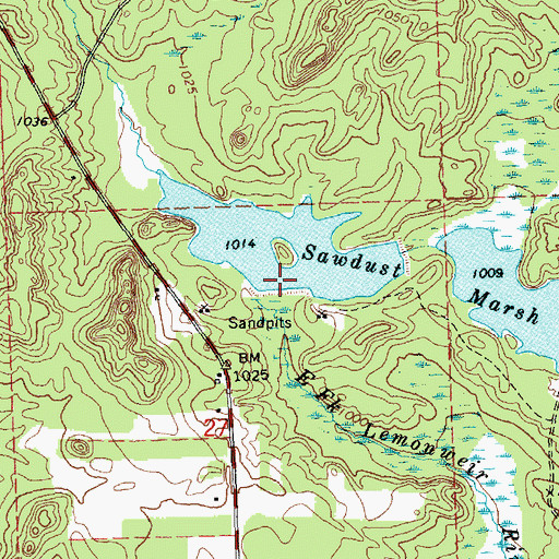 Topographic Map of Sawdust Marsh, WI