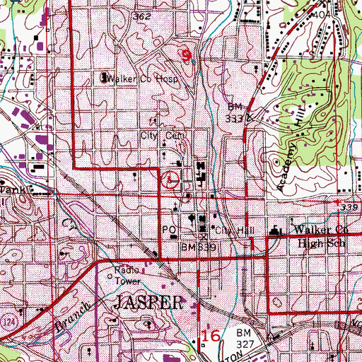 Topographic Map of First Baptist Church, AL