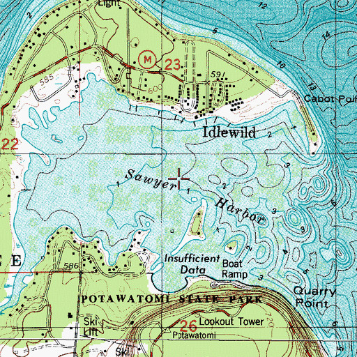 Topographic Map of Sawyer Harbor, WI