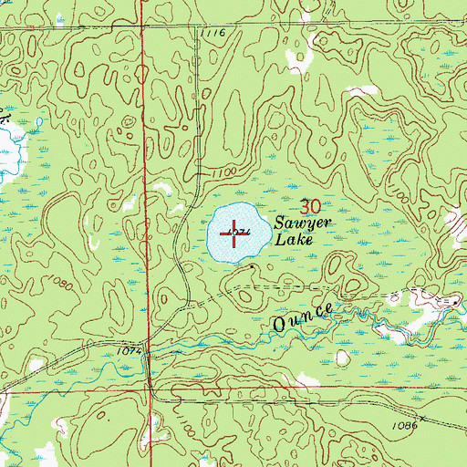Topographic Map of Sawyer Lake, WI