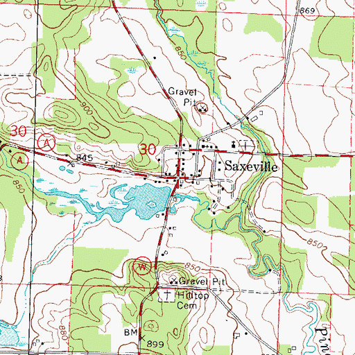 Topographic Map of Saxeville, WI