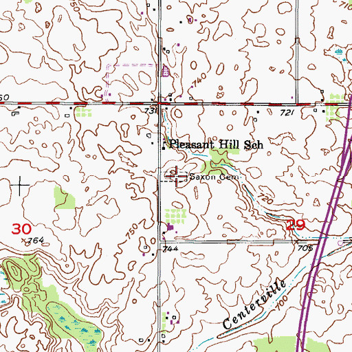 Topographic Map of Saxon Cemetery, WI