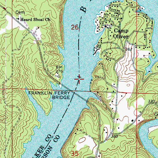 Topographic Map of Franklin Ferry (historical), AL