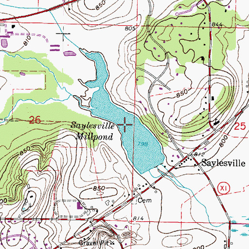 Topographic Map of Saylesville Millpond, WI